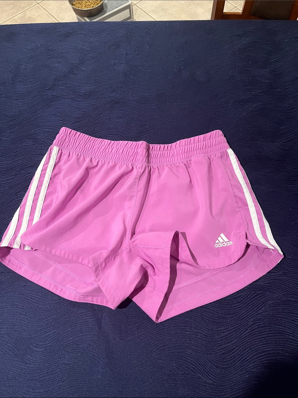 adidas Women's Pink Running Shorts with White Side Stripes